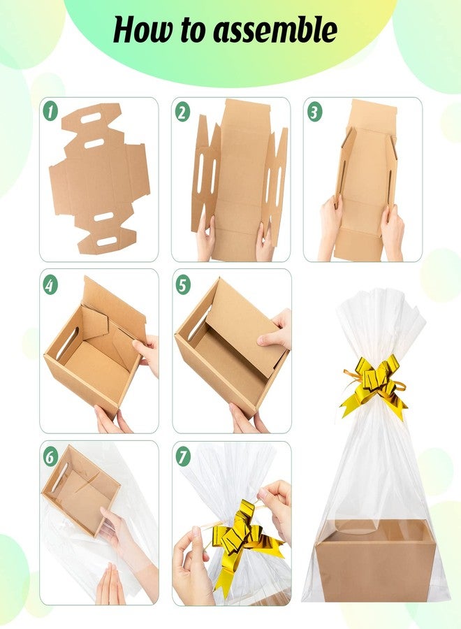 Eccliy 66 Pcs 12" x 10" Valentines Day Baskets Extra Large Baskets for Gifts Empty Set, 12 Cardboard Empty Gift Basket 24 Bags and 30 Bows for Birthday Thanksgiving Wedding Easter Holiday Party - Image 3